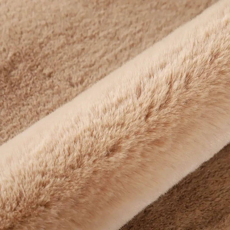 Khaki Rabbit Fur Bear Rug, Non-slip Bedroom Mat