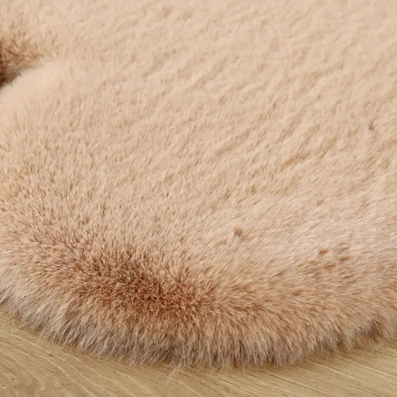 Khaki Rabbit Fur Bear Rug, Non-slip Bedroom Mat