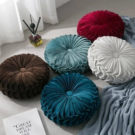 Dutch Velvet Pumpkin Cushion, Handmade Round Pillow