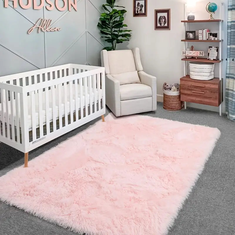 Solid Color Plush Fuzzy Washable Non-Slip Area Rug