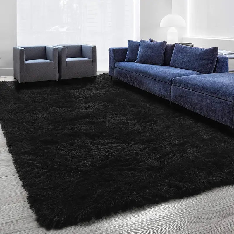 Solid Color Plush Fuzzy Washable Non-Slip Area Rug