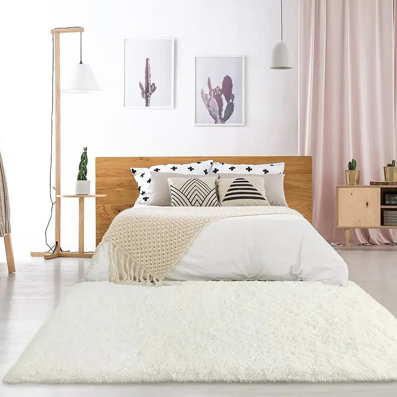 Solid Color Plush Fuzzy Washable Non-Slip Area Rug