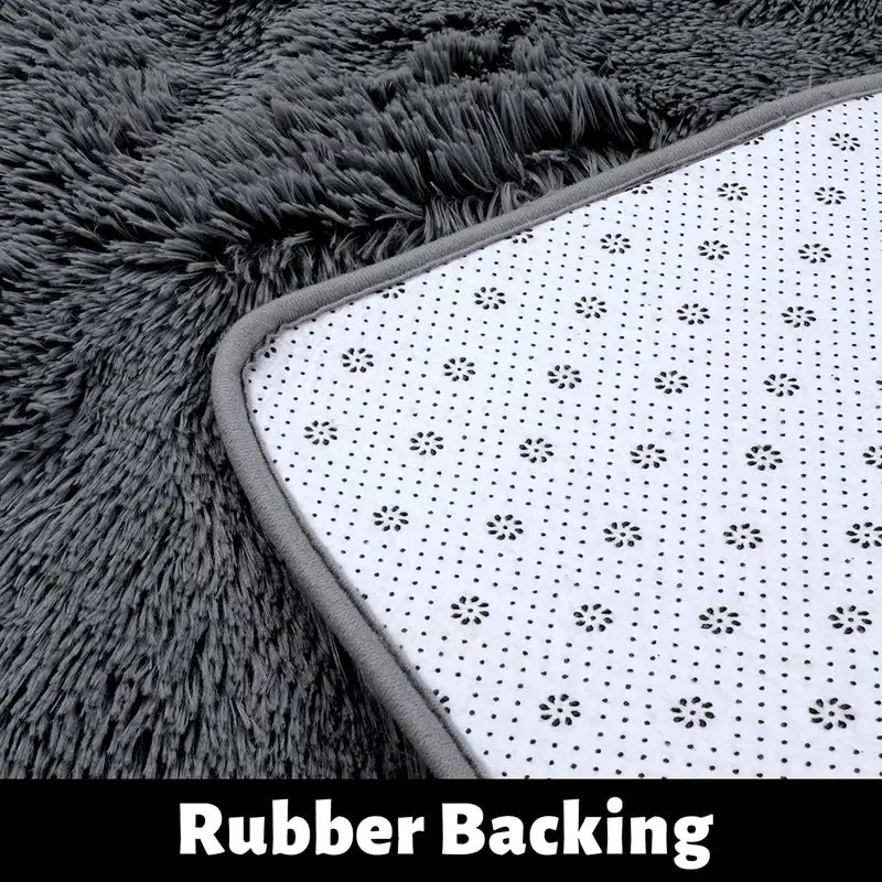 Solid Color Plush Fuzzy Washable Non-Slip Area Rug
