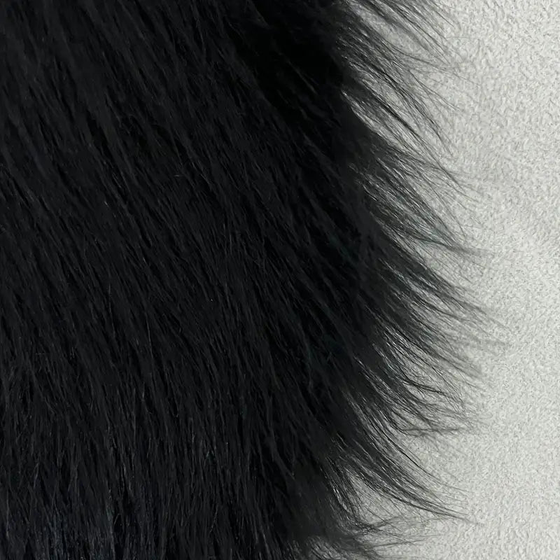 Black Round Imitation Wool Area Rug 15.7in & 35.4in