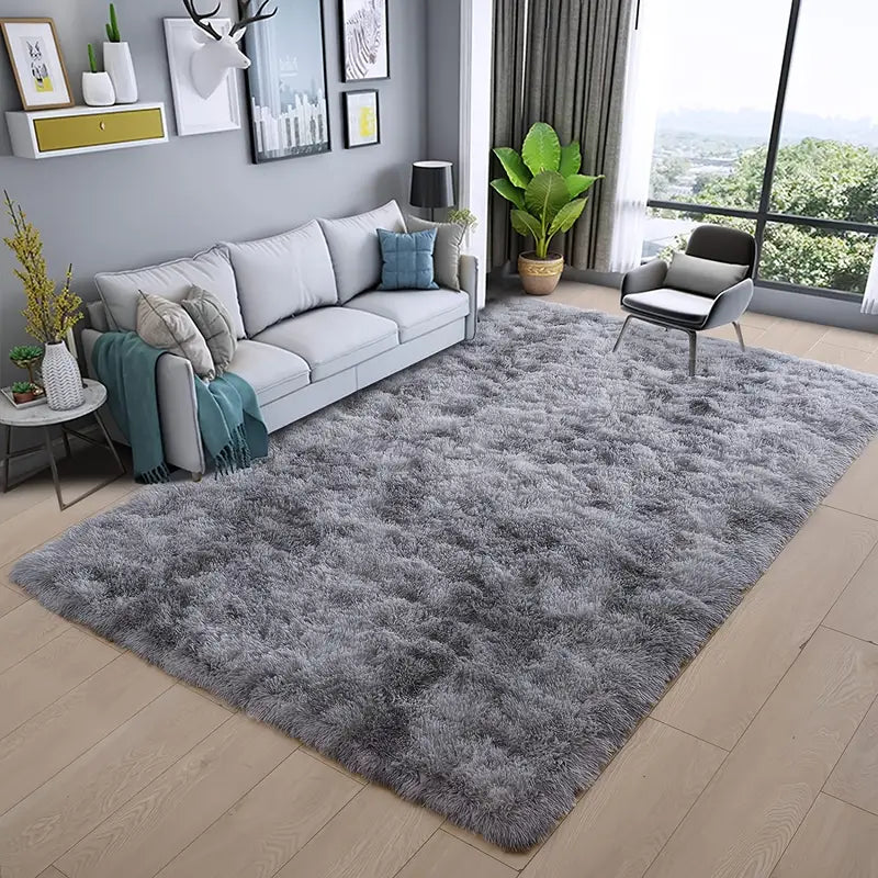 Solid Color Plush Fuzzy Washable Non-Slip Area Rug