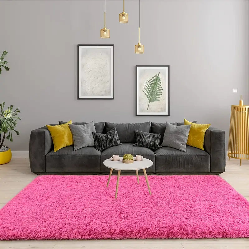 Solid Color Plush Fuzzy Washable Non-Slip Area Rug