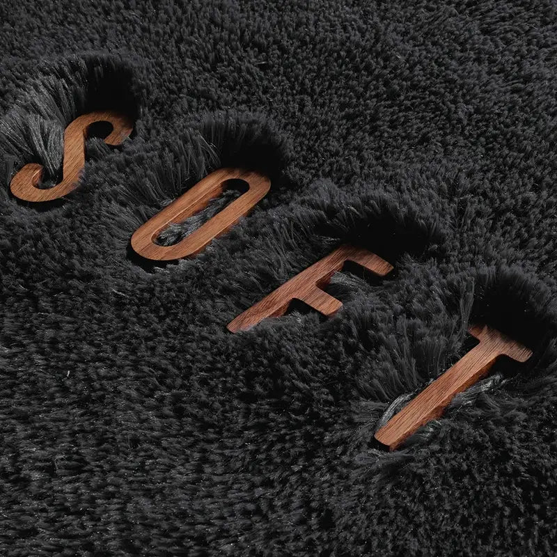 Solid Color Plush Fuzzy Washable Non-Slip Area Rug