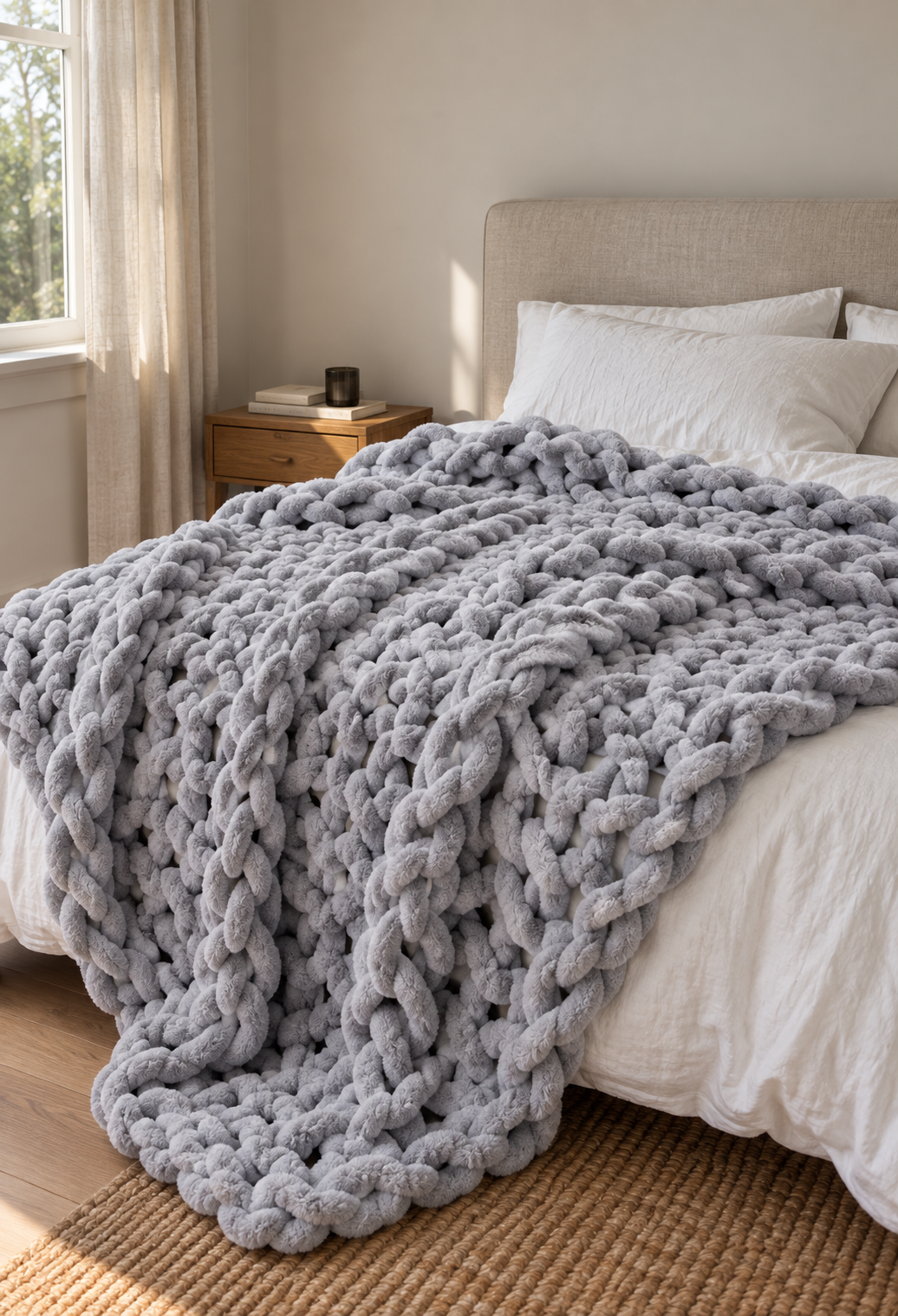 Heavy Knitted Wool Blanket