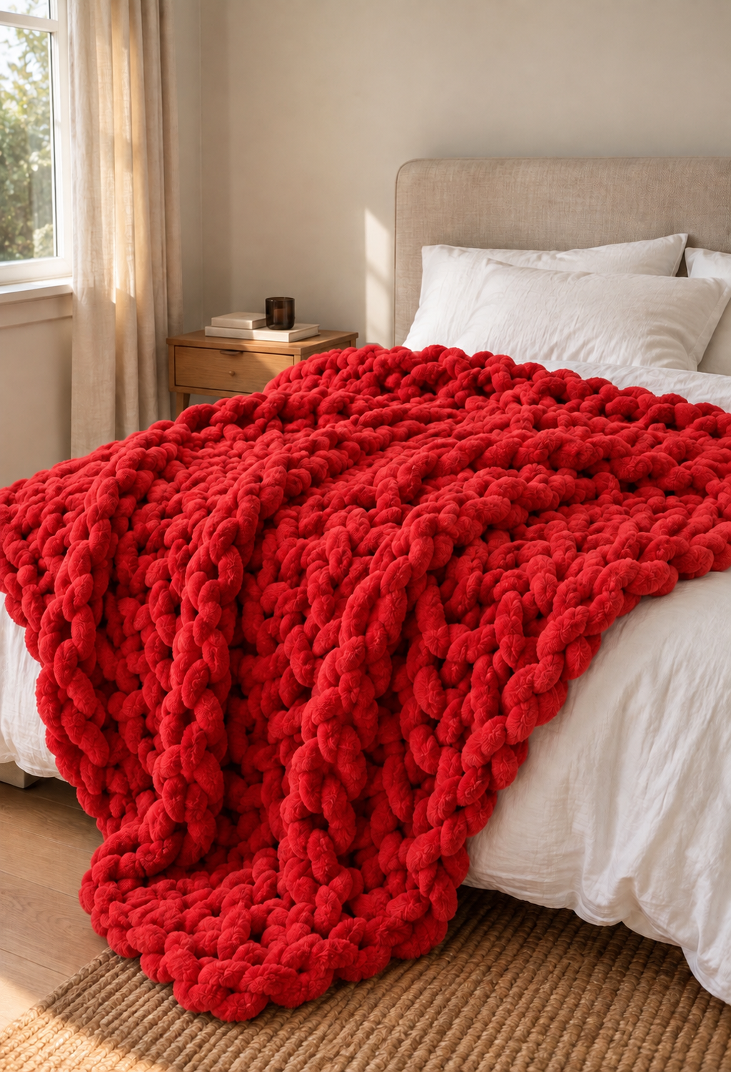 Heavy Knitted Wool Blanket