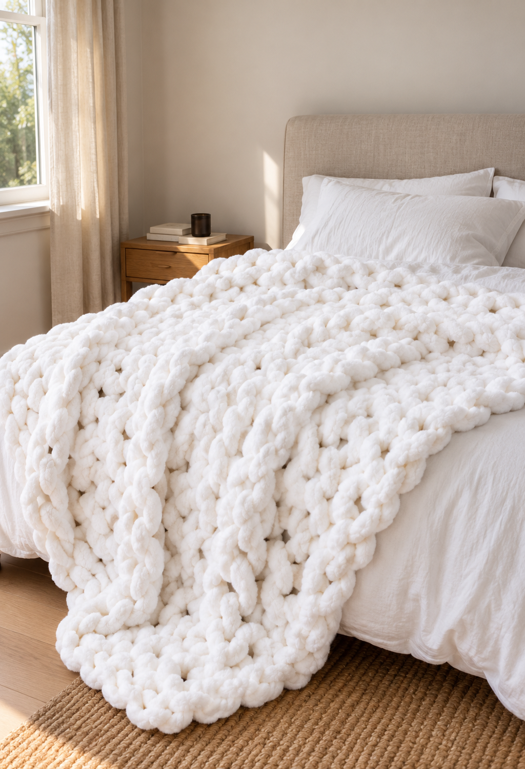 Heavy Knitted Wool Blanket